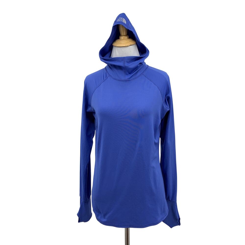 The North Face Hoodie Womens M Medium Lapis Adventure Sun Thumbholes Raglan